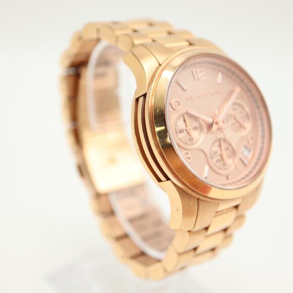 Michael Kors Runway Rose Gold Tone Chronograph 38mm Watch MK5128 w New Battery - Picture 8 of 11